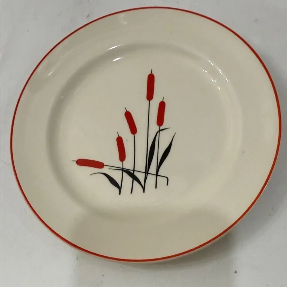 Camwood Ivory Universal Cambridge Elegant Cream Bread Dessert Saucer Red Floral